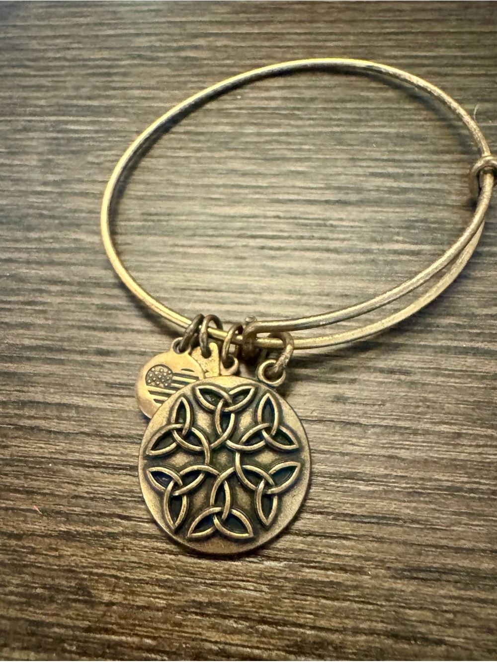 Alex and Ani Bronze Celtic Knot Charm Bangle Bracelet